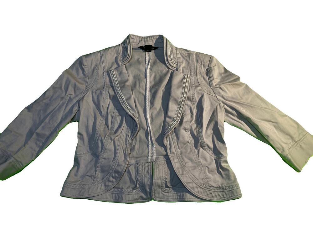 White House Black Market WHBM Jacket womens gray pleated formal business 4
